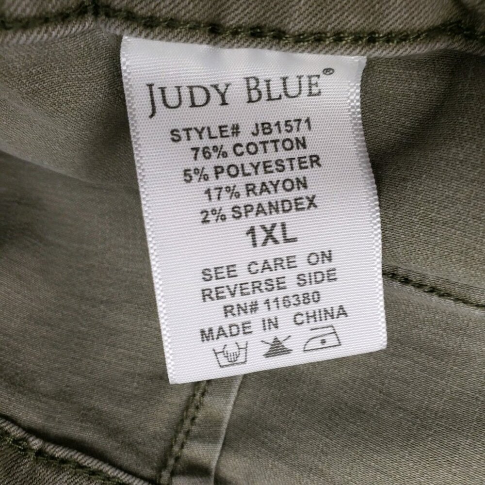 Judy Blue High Rise Jean Shorts Womens 1XL Green Stretch 5" Inseam Cut Off - Picture 10 of 10